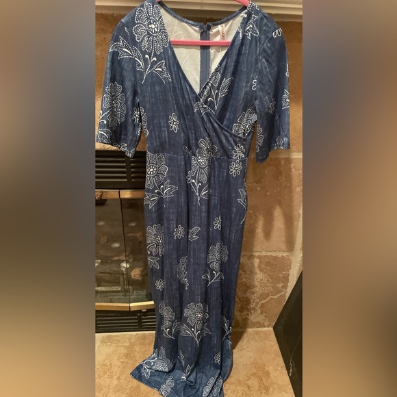 NWT Zolucky Blue White floral wide leg Jumper Boho beach festival summer S - Picture 5 of 14